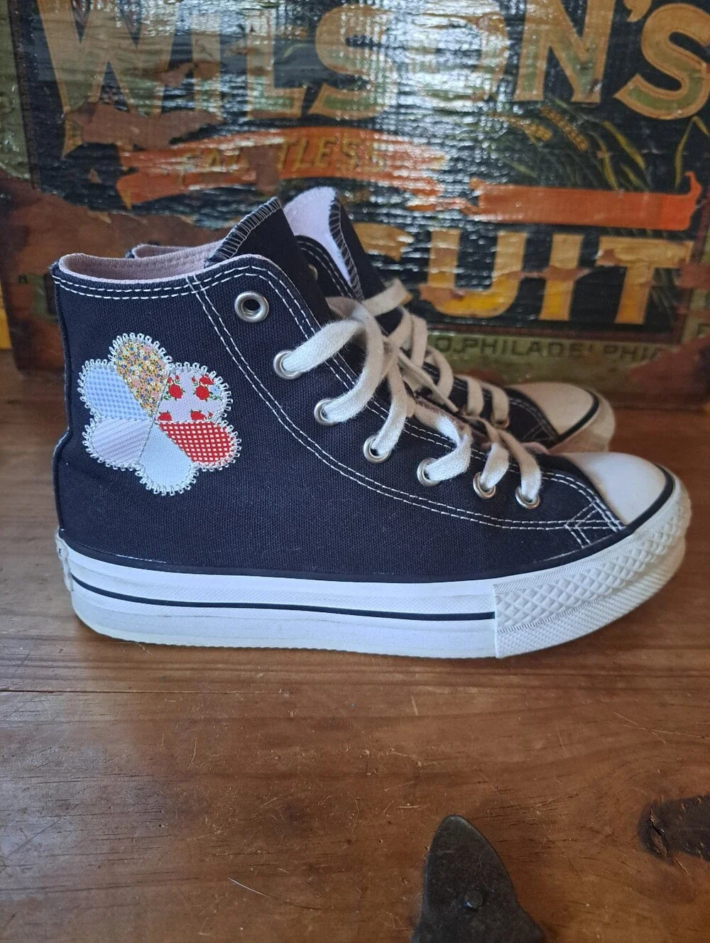 Converse Chuck Taylor All Star Platform Sneakers Kid's Size 3 Crafted Patchwork